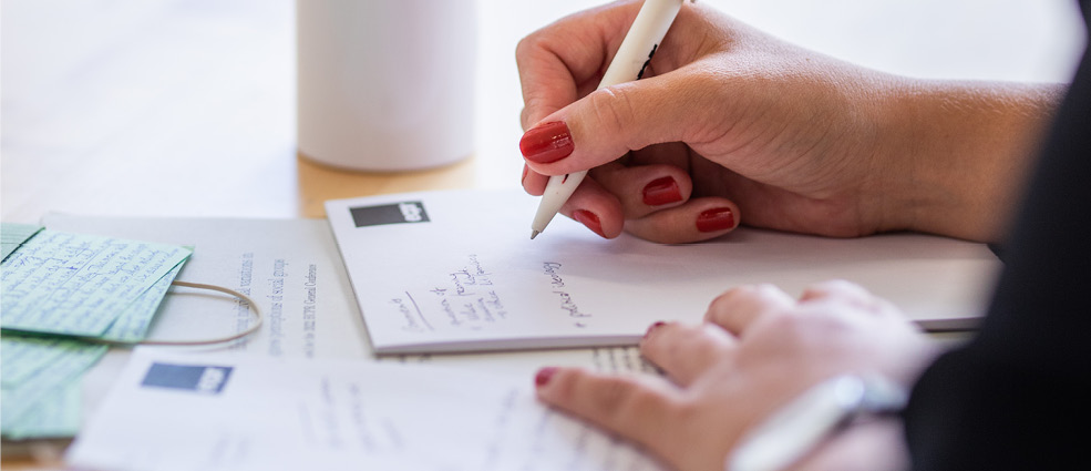 Photo of hand writing on ECPR notepad
